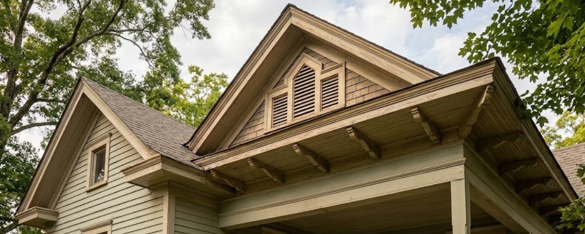 Pre-1940 Chattanooga home with original wood soffit and gable vent detail